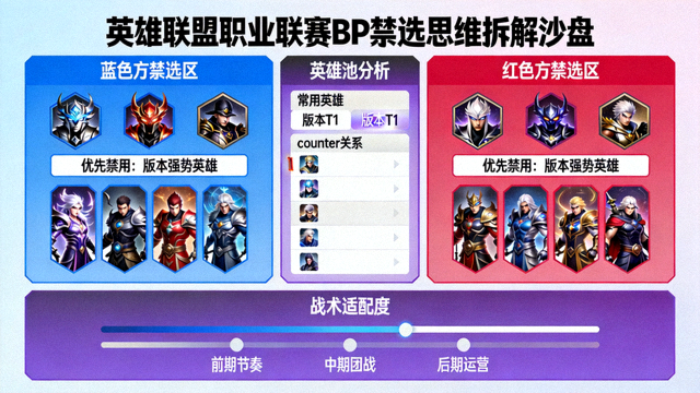 英雄联盟职业联赛BP禁选思维拆解沙盘示意图